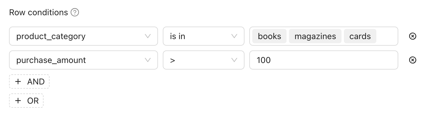 product_category is in books, magazines, cards and purchase_amount is greater than 100